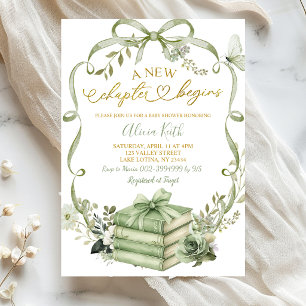Invitation Sage Floral Bow Coquette Nouveau Chapitre Commence