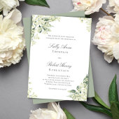 Invitation Sage Floral Élégant Écriture Mariage