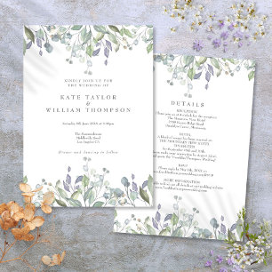 Invitation Sage Floral Lilac Verdure Tout En Un Mariage