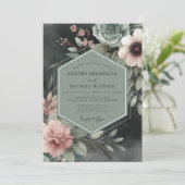 Invitation Sage Floral Moody Romance Wedding (Debout devant)