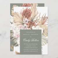 Sage Floral Moss Green Pampas Boho Fête des mariée
