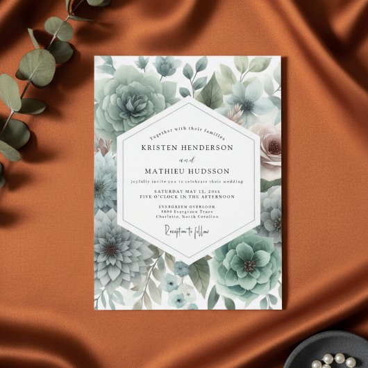 Invitation Sage Floral Romance Wedding
