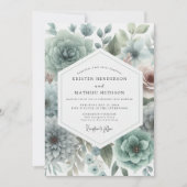 Invitation Sage Floral Romance Wedding (Devant)