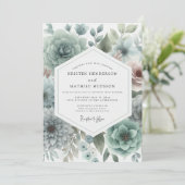 Invitation Sage Floral Romance Wedding (Debout devant)