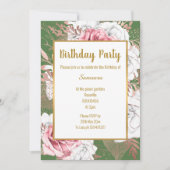 INVITATION SAGE FLORAL ROSE GOLD BOUQUET ANNIVERSAIRE INVITAT (Devant)