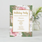 INVITATION SAGE FLORAL ROSE GOLD BOUQUET ANNIVERSAIRE INVITAT (Debout devant)