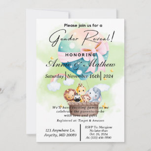 Invitation Sage Genre Révéler Safari animal dans une boule d'