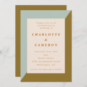 Invitation Sage géométrique moderne Gold Mariage élégant (Devant / Derrière)