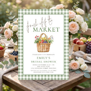 Invitation Sage Gingham Fresh du Marché Enterrement de Vie de