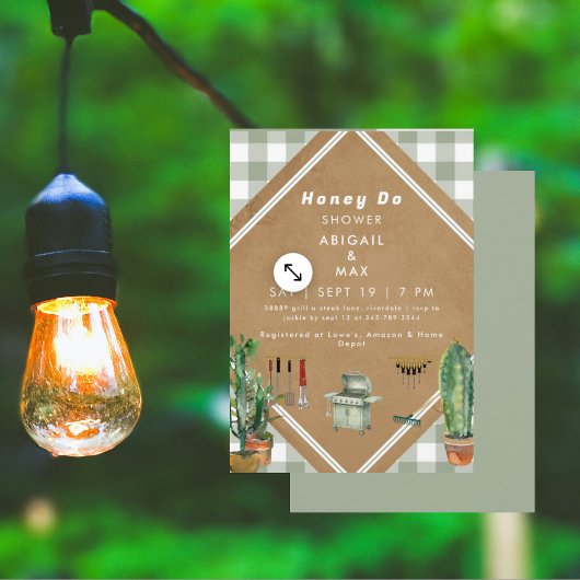 Invitation Sage Gingham Honey Do Douche