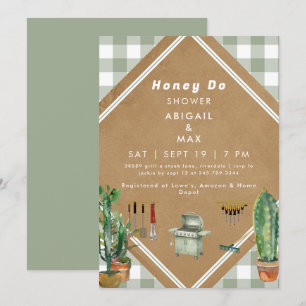 Invitation Sage Gingham Honey Do Douche