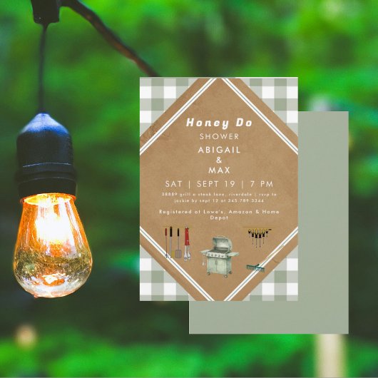 Invitation Sage Gingham Honey Do Douche II