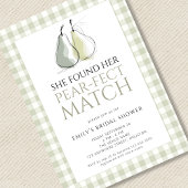 Invitation Sage Gingham Pears Pear-fect Match Bridal Shower
