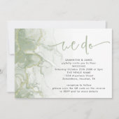 Invitation Sage Gold Agate Script Nous faisons Code QR Mariag (Devant)