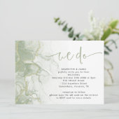Invitation Sage Gold Agate Script Nous faisons QR Code Mariag (Debout devant)