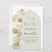 Invitation Sage Gold Balloons Arch Baby shower moderne (Devant)