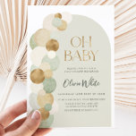 Invitation Sage Gold Balloons Arch Baby shower moderne<br><div class="desc">Baby shower d'arc vert moderne Sage Invitation avec arc de ballon vert et or et police de script moderne. L'invitation moderne parfaite pour votre Baby shower neutre de genre,  Bébé Sprinkle ou Bébé-Q.</div>