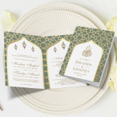 Invitation Sage Gold Motif islamique QR Code Musulman Mariage