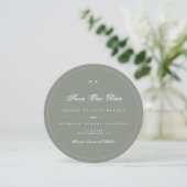 Invitation Sage Gray White Elegant Round Photo Save The Date (Debout devant)