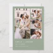 Invitation Sage Green 5 Photo Moderne Mariage élégant (Devant)
