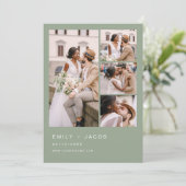 Invitation Sage Green 5 Photo Moderne Mariage élégant (Debout devant)