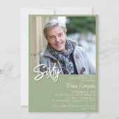 Invitation Sage Green 60th Birthday Photo (Devant)