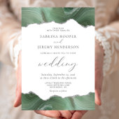 Invitation Sage Green Agate Silver Wedding