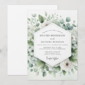 Invitation Sage Green Airy Botanical Wedding (Devant / Derrière)