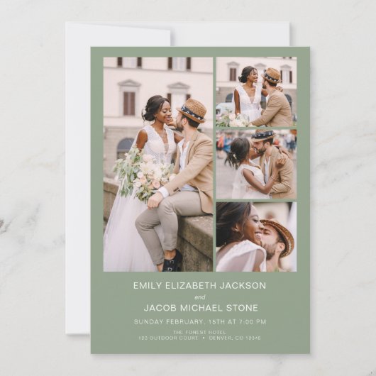 Invitation Sage Green All In One QR Code Mariage photo (Devant)