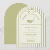 Invitation Sage Green and Cream Stripes Golf Themed Party (Devant / Derrière)