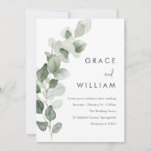 Invitation Sage Green Aquarelle Feuille Mariage moderne (Devant)
