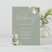 Invitation Sage Green Arc Floral or Mariage Monogramme (Debout devant)
