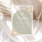 Invitation Sage Green Arch Boho Floral Boys Baptême