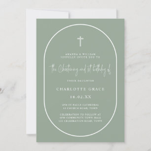 Invitation Sage Green Arch Moderne Jumelage Anniversaire