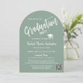 Invitation Sage Green Arch Photo Grad Party (Debout devant)
