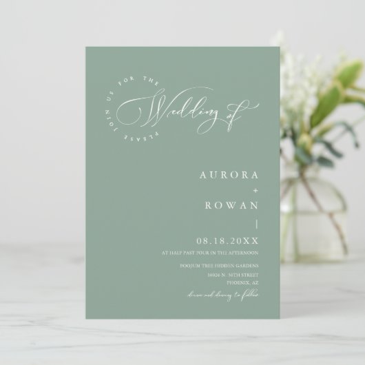 Invitation Sage Green Arch QR Code Mariage Photo (Debout devant)