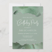 Invitation Sage Green Argent Agate Chaque année Anniversaire (Devant)