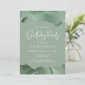 Invitation Sage Green Argent Agate Chaque année Anniversaire (Debout devant)