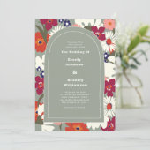 Invitation Sage Green Autumn Bold Boho Retro Wedding (Debout devant)