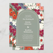 Invitation Sage Green Autumn Bold Boho Retro Wedding (Devant / Derrière)