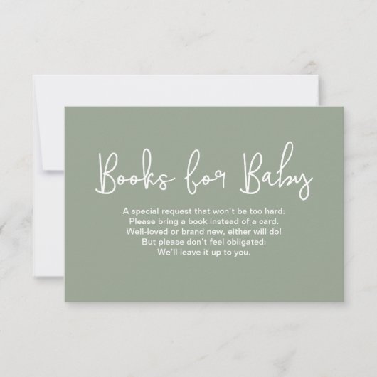 Invitation Sage Green Baby shower Book Request Digital print (Devant)