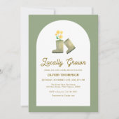 Invitation Sage Green Baby shower de bottes florales cultivée (Devant)