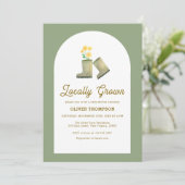 Invitation Sage Green Baby shower de bottes florales cultivée (Debout devant)