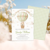 Invitation Sage Green Ballon à air chaud Baby shower ours en 