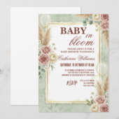 Invitation Sage Green Balloons Floral Baby Shower (Devant / Derrière)