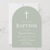 Invitation Sage Green Baptism Arch Minimalist Christening (Devant)
