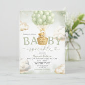 Invitation Sage Green Bear Cloud Balloon Baby Shower (Debout devant)