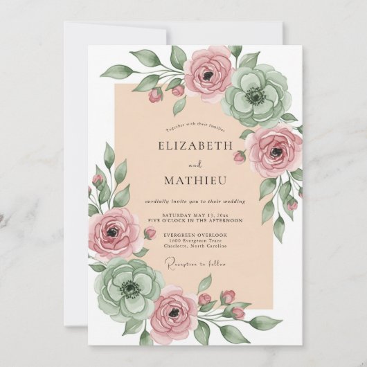 Invitation Sage Green Blissful Spring Wedding (Devant)