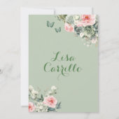 Invitation Sage Green Blush Papillon rose fille Quinceañera (Dos)