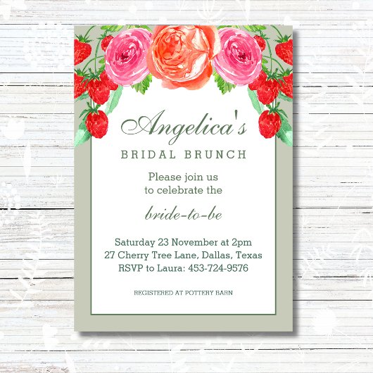 Invitation Sage Green Blush Peach Peony Bridal Brunch